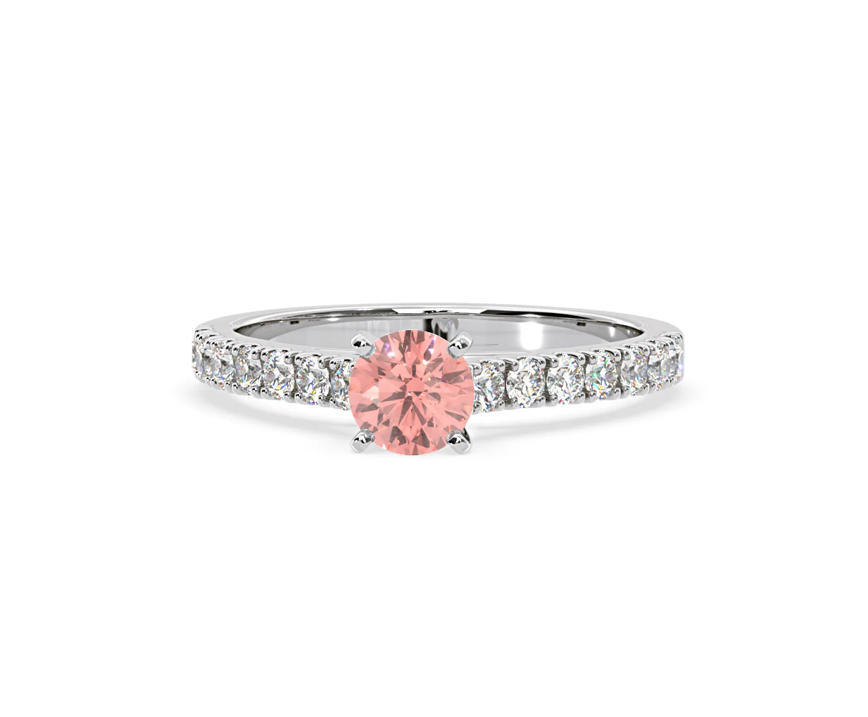 Natalia Pink Lab Diamond 0.91ct Side Stone Ring in Platinum - Elara Collection - Image 8