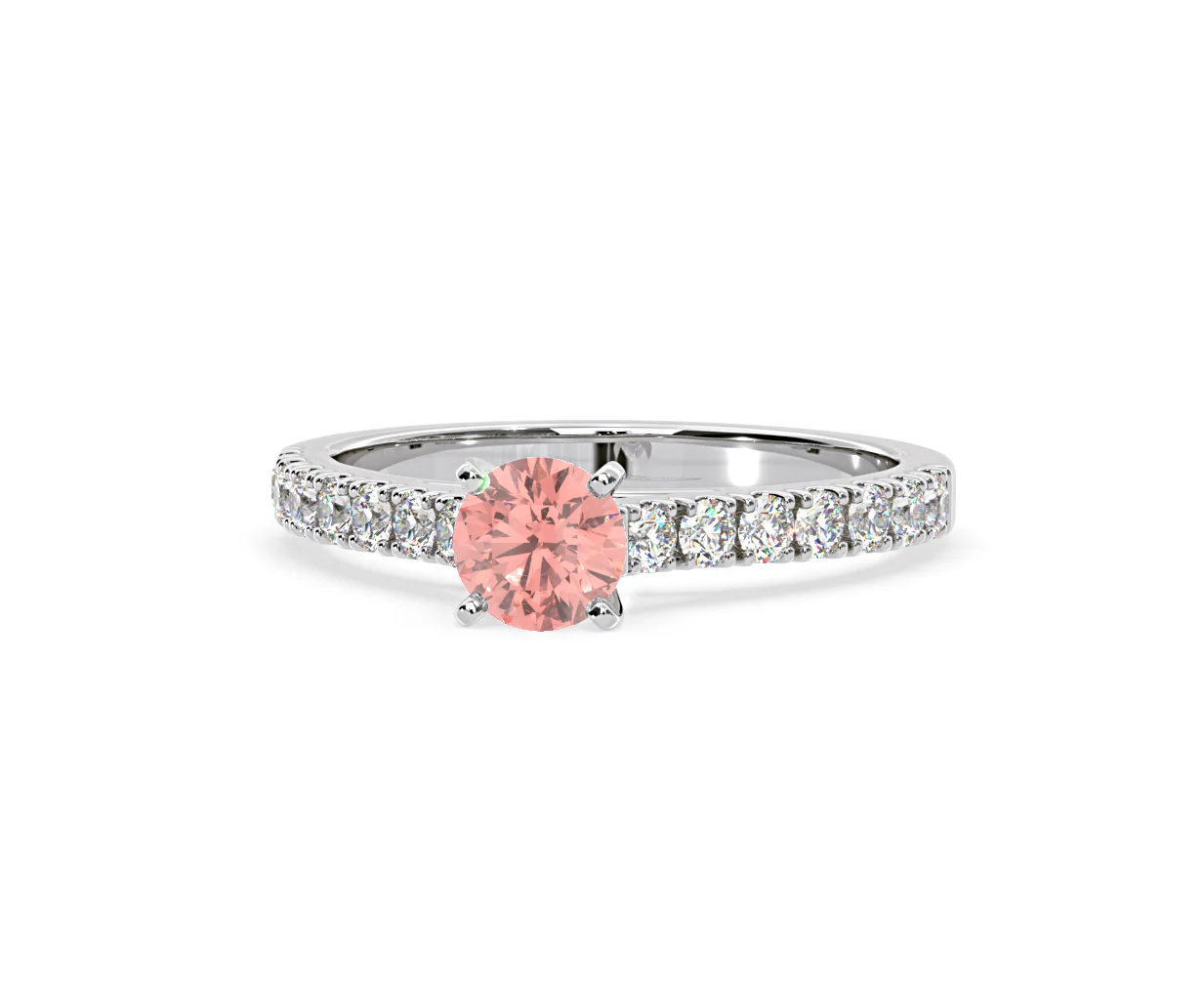 Natalia Pink Lab Diamond 0.91ct Side Stone Ring in Platinum - Elara Collection - Image 9