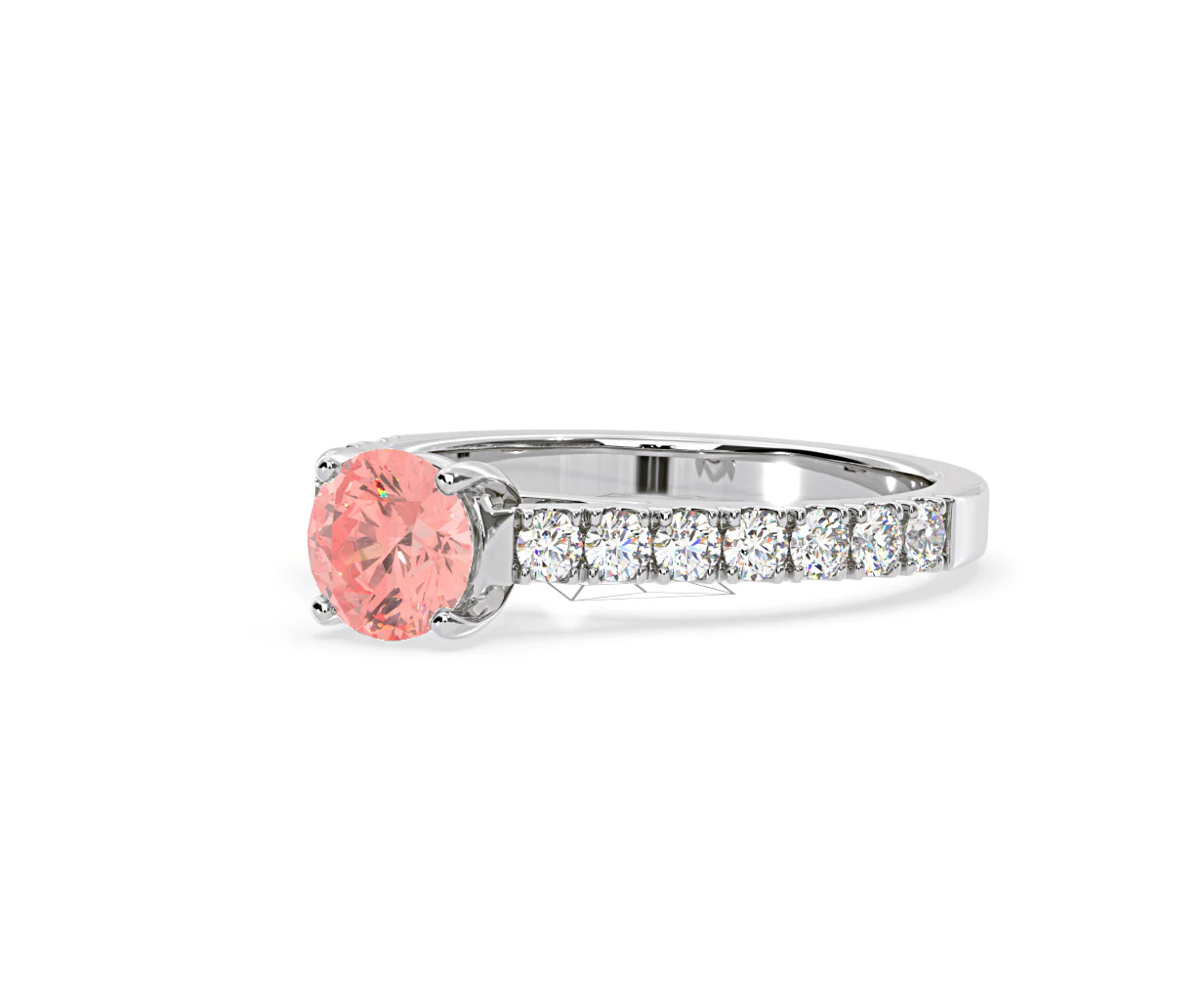 Natalia Pink Lab Diamond 1.50ct Side Stone Ring in 18K White Gold - Elara Collection - Image 14