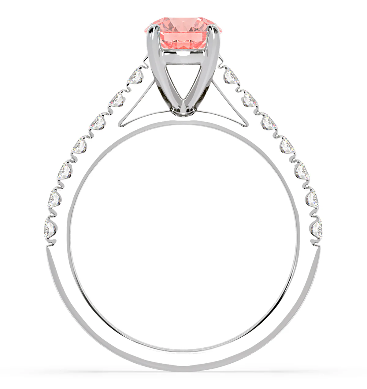 Natalia Pink Lab Diamond 1.50ct Side Stone Ring in 18K White Gold - Elara Collection - Image 5