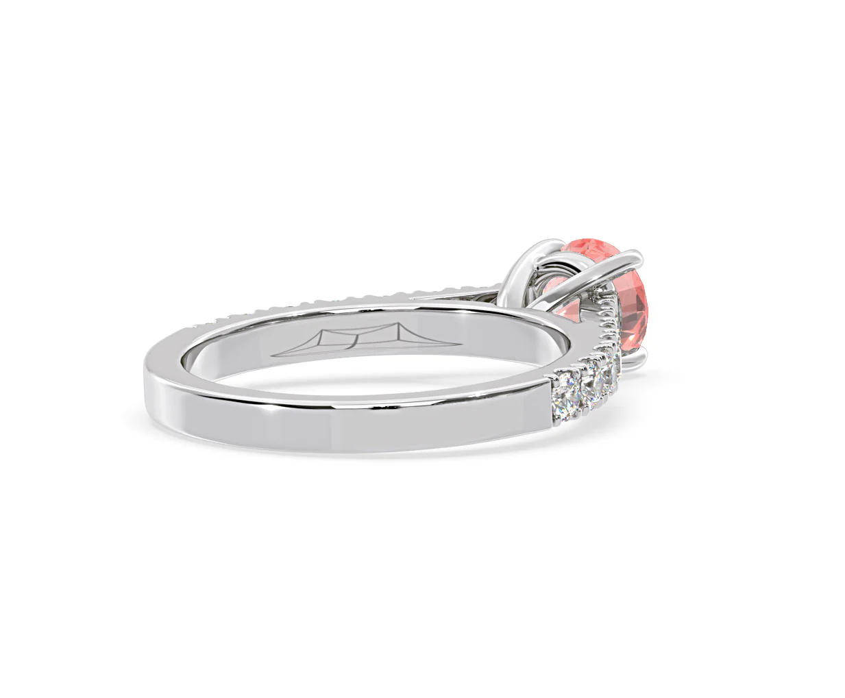 Natalia Pink Lab Diamond 1.50ct Side Stone Ring in 18K White Gold - Elara Collection - Image 55
