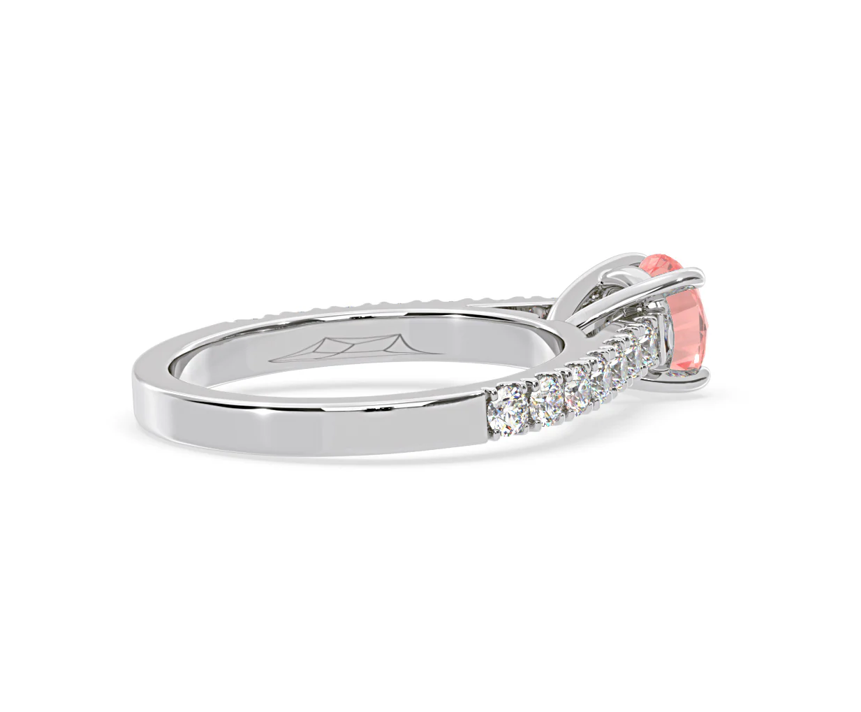Natalia Pink Lab Diamond 1.50ct Side Stone Ring in 18K White Gold - Elara Collection - Image 59