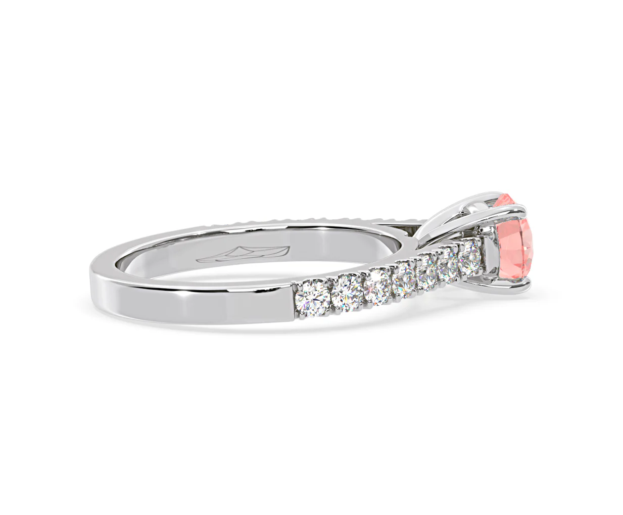 Natalia Pink Lab Diamond 1.50ct Side Stone Ring in 18K White Gold - Elara Collection - Image 63