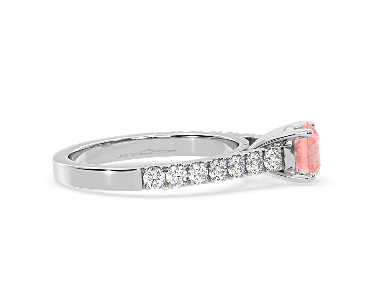 Natalia Pink Lab Diamond 1.50ct Side Stone Ring in 18K White Gold - Elara Collection - Image 67