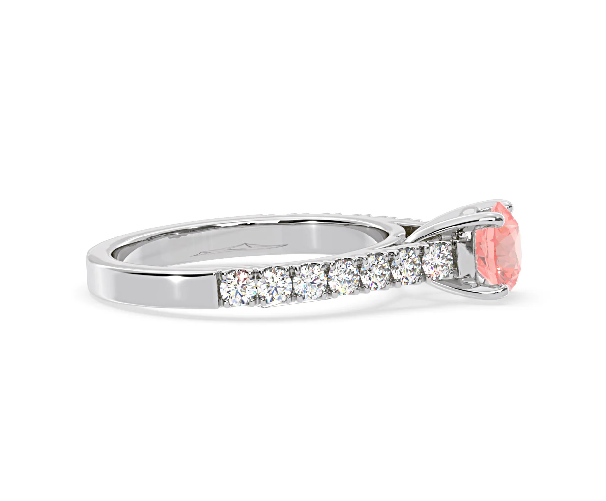 Natalia Pink Lab Diamond 1.50ct Side Stone Ring in 18K White Gold - Elara Collection - Image 68