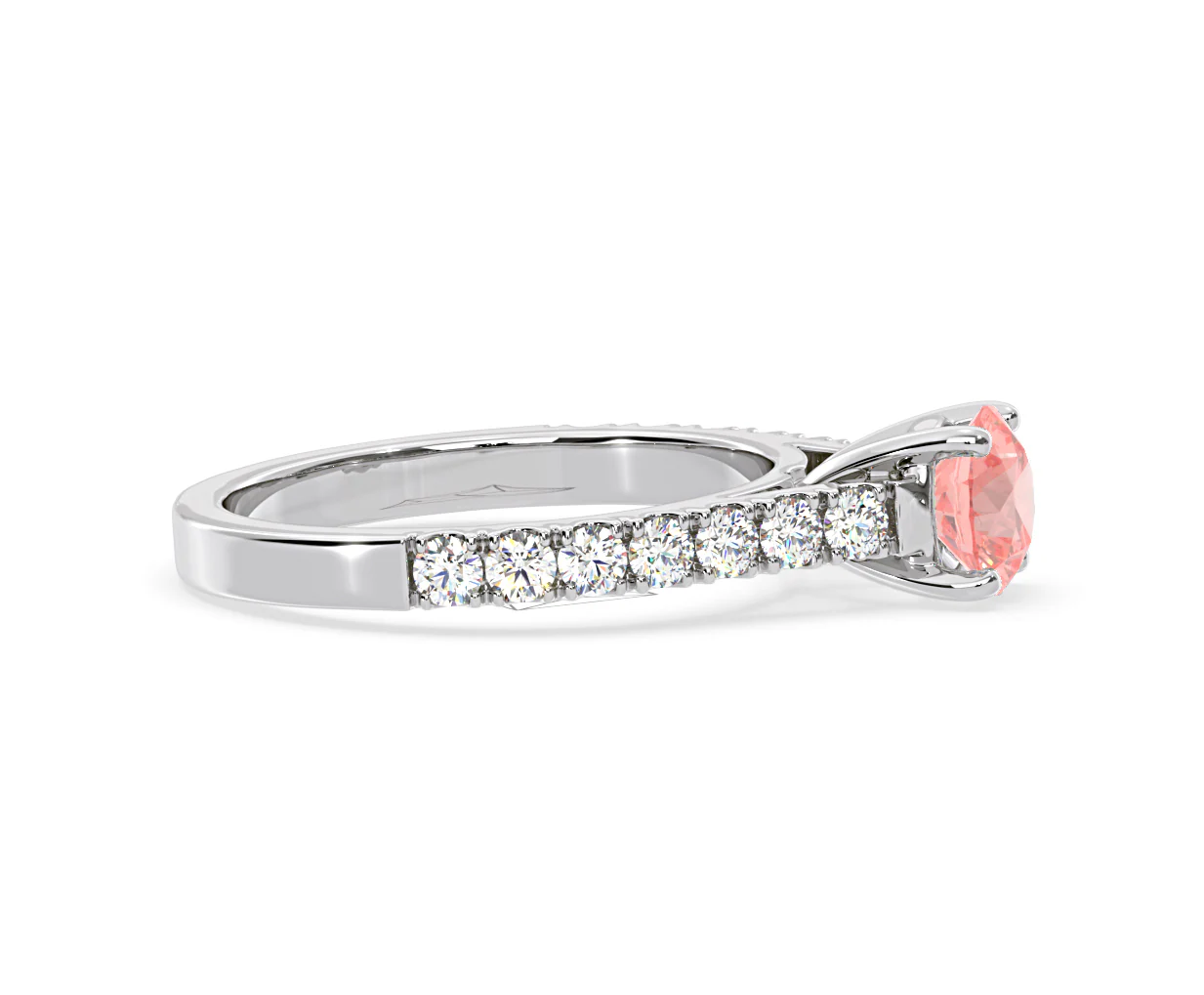 Natalia Pink Lab Diamond 1.50ct Side Stone Ring in 18K White Gold - Elara Collection - Image 69