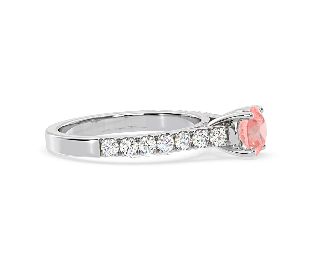Natalia Pink Lab Diamond 1.50ct Side Stone Ring in 18K White Gold - Elara Collection - Image 70