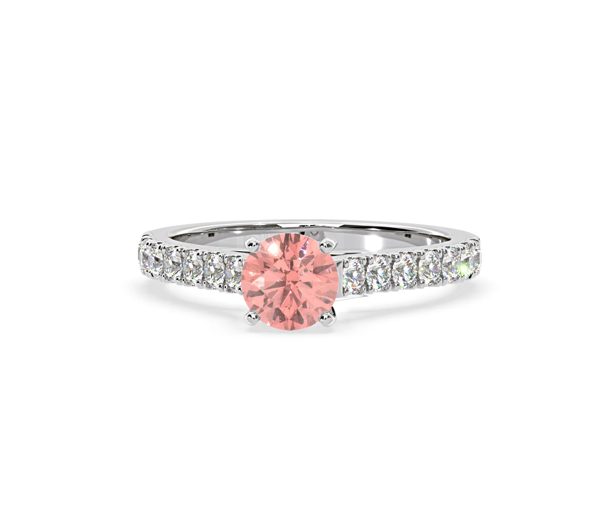 Natalia Pink Lab Diamond 1.50ct Side Stone Ring in 18K White Gold - Elara Collection - Image 8
