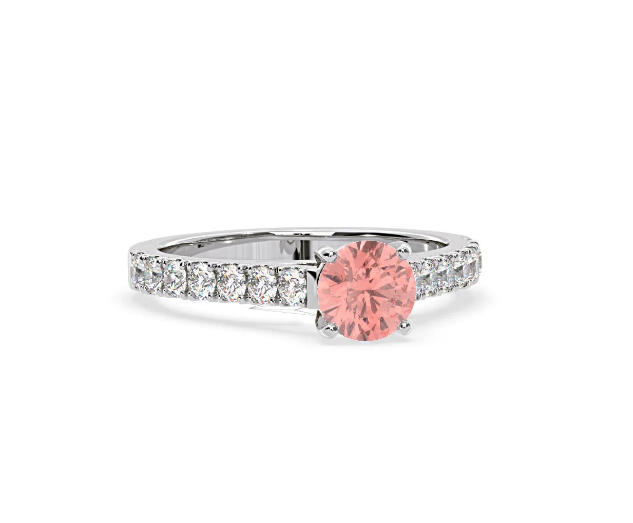 Natalia Pink Lab Diamond 1.50ct Side Stone Ring in 18K White Gold - Elara Collection - Image 83