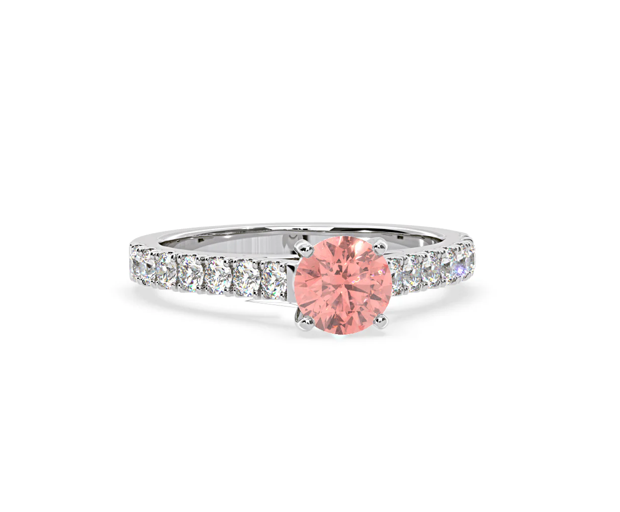 Natalia Pink Lab Diamond 1.50ct Side Stone Ring in 18K White Gold - Elara Collection - Image 84
