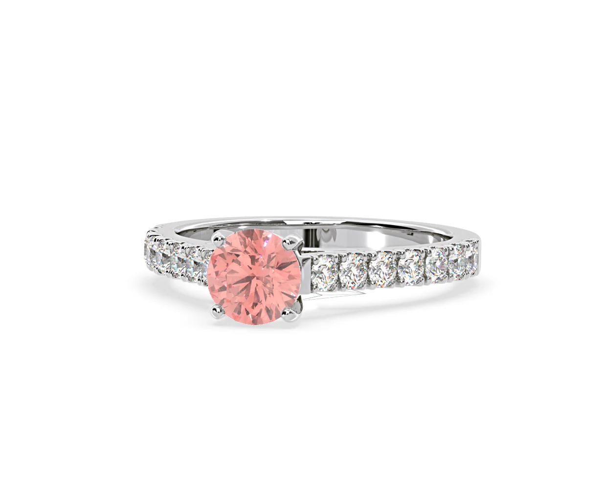 Natalia Pink Lab Diamond 1.50ct Side Stone Ring in Platinum - Elara Collection - Image 10
