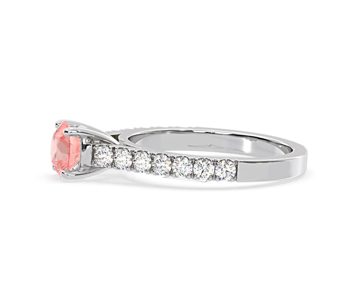 Natalia Pink Lab Diamond 1.50ct Side Stone Ring in Platinum - Elara Collection - Image 24