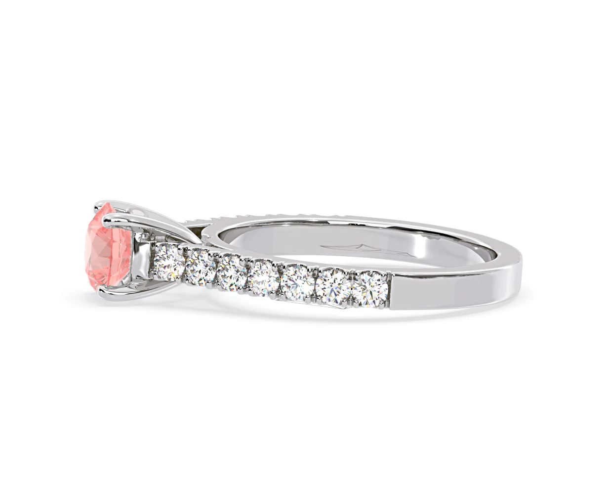 Natalia Pink Lab Diamond 1.50ct Side Stone Ring in Platinum - Elara Collection - Image 25