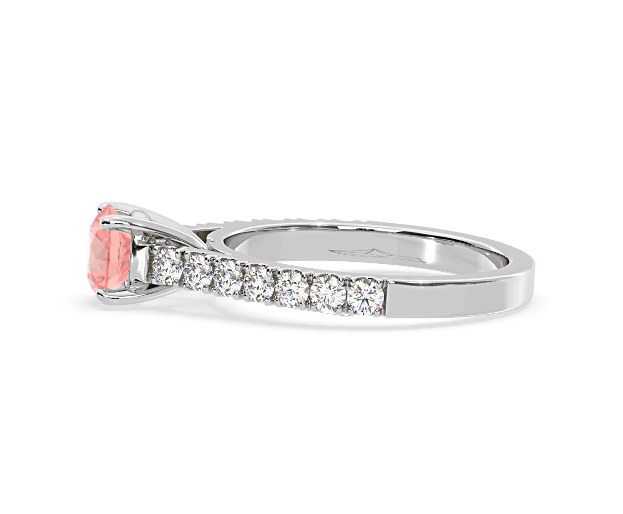 Natalia Pink Lab Diamond 1.50ct Side Stone Ring in Platinum - Elara Collection - Image 26