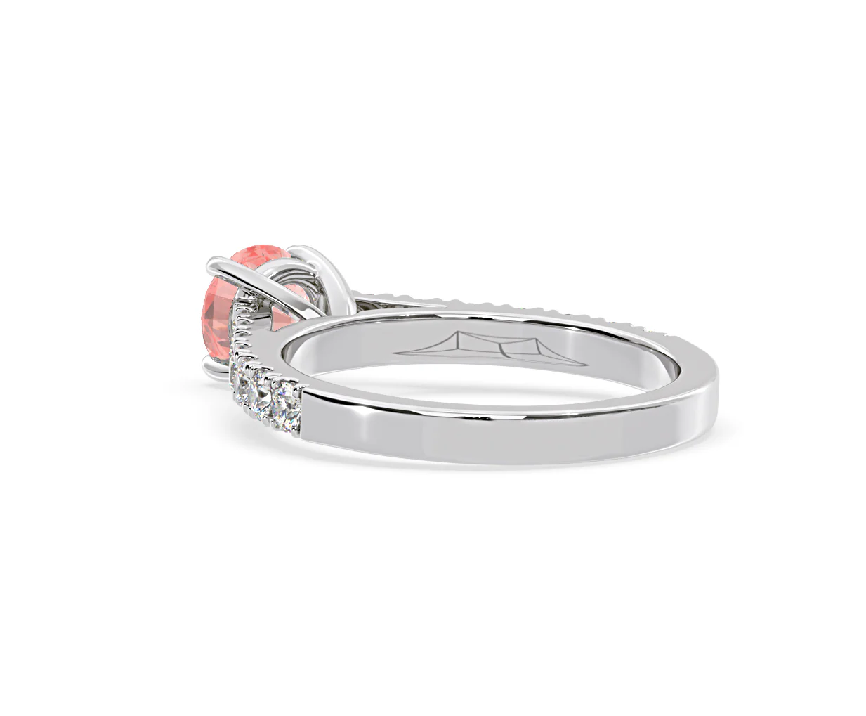 Natalia Pink Lab Diamond 1.50ct Side Stone Ring in Platinum - Elara Collection - Image 38