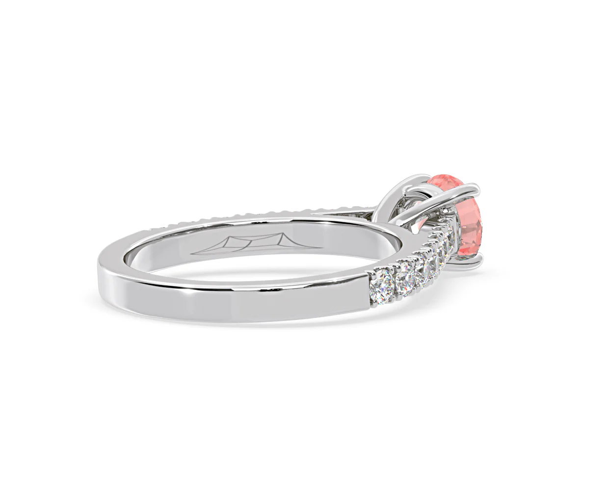 Natalia Pink Lab Diamond 1.50ct Side Stone Ring in Platinum - Elara Collection - Image 57