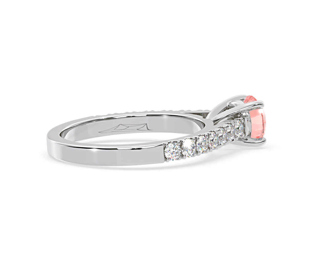 Natalia Pink Lab Diamond 1.50ct Side Stone Ring in Platinum - Elara Collection - Image 61