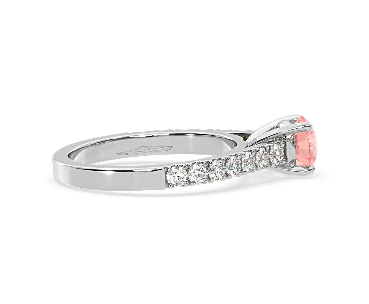 Natalia Pink Lab Diamond 1.50ct Side Stone Ring in Platinum - Elara Collection - Image 64