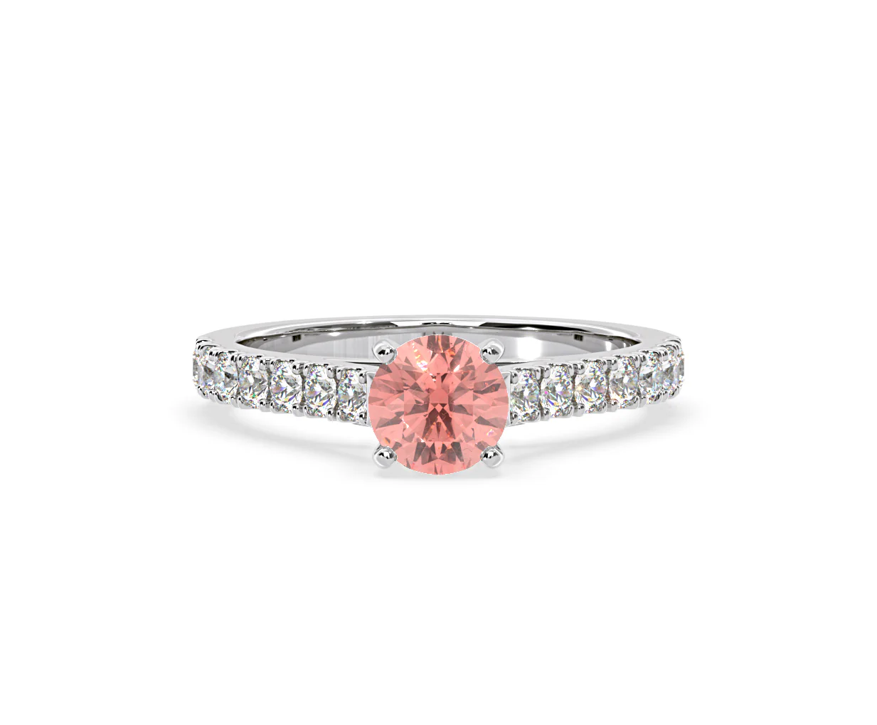Natalia Pink Lab Diamond 1.50ct Side Stone Ring in Platinum - Elara Collection - Image 7