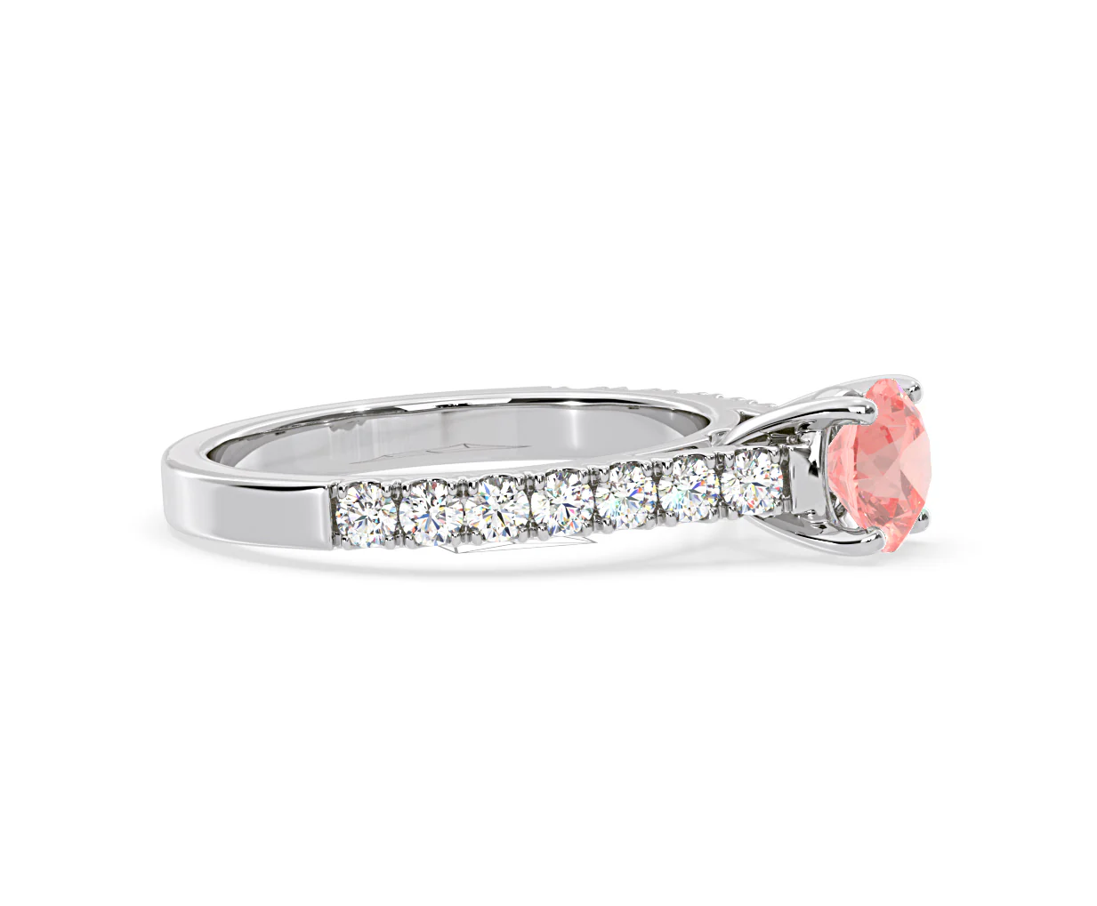 Natalia Pink Lab Diamond 1.50ct Side Stone Ring in Platinum - Elara Collection - Image 71