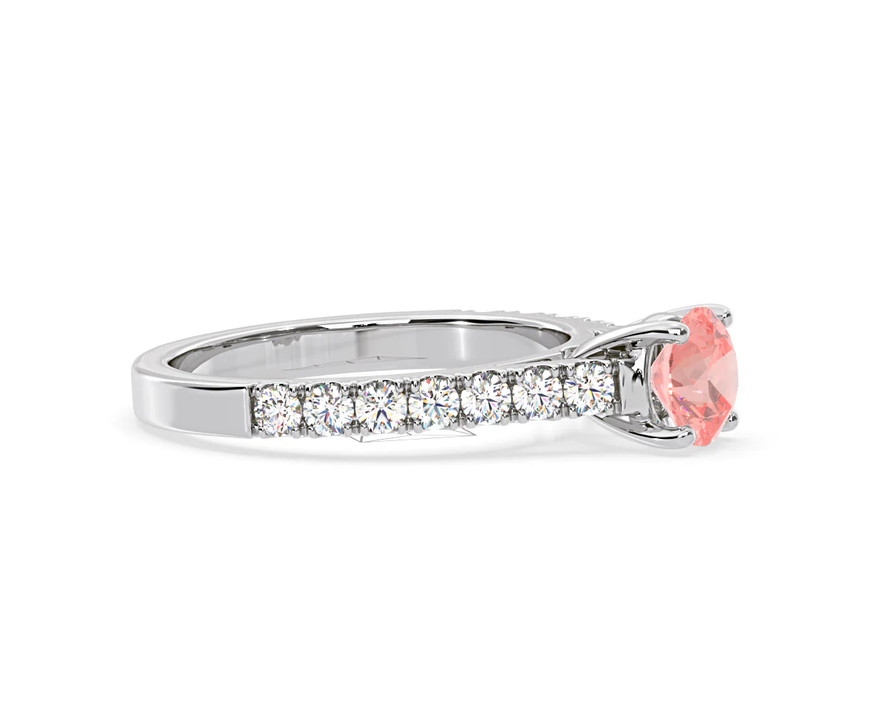 Natalia Pink Lab Diamond 1.50ct Side Stone Ring in Platinum - Elara Collection - Image 72