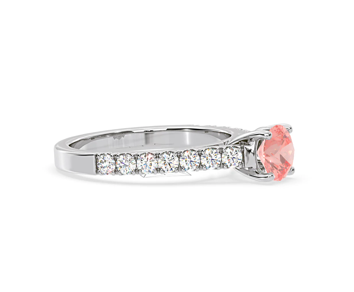 Natalia Pink Lab Diamond 1.50ct Side Stone Ring in Platinum - Elara Collection - Image 73