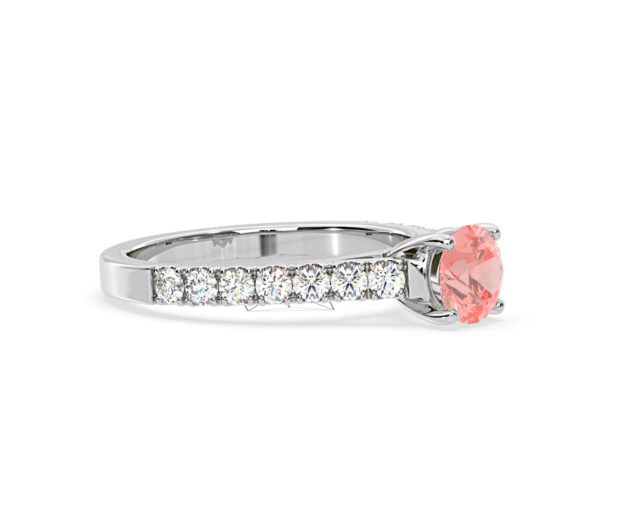 Natalia Pink Lab Diamond 1.50ct Side Stone Ring in Platinum - Elara Collection - Image 75