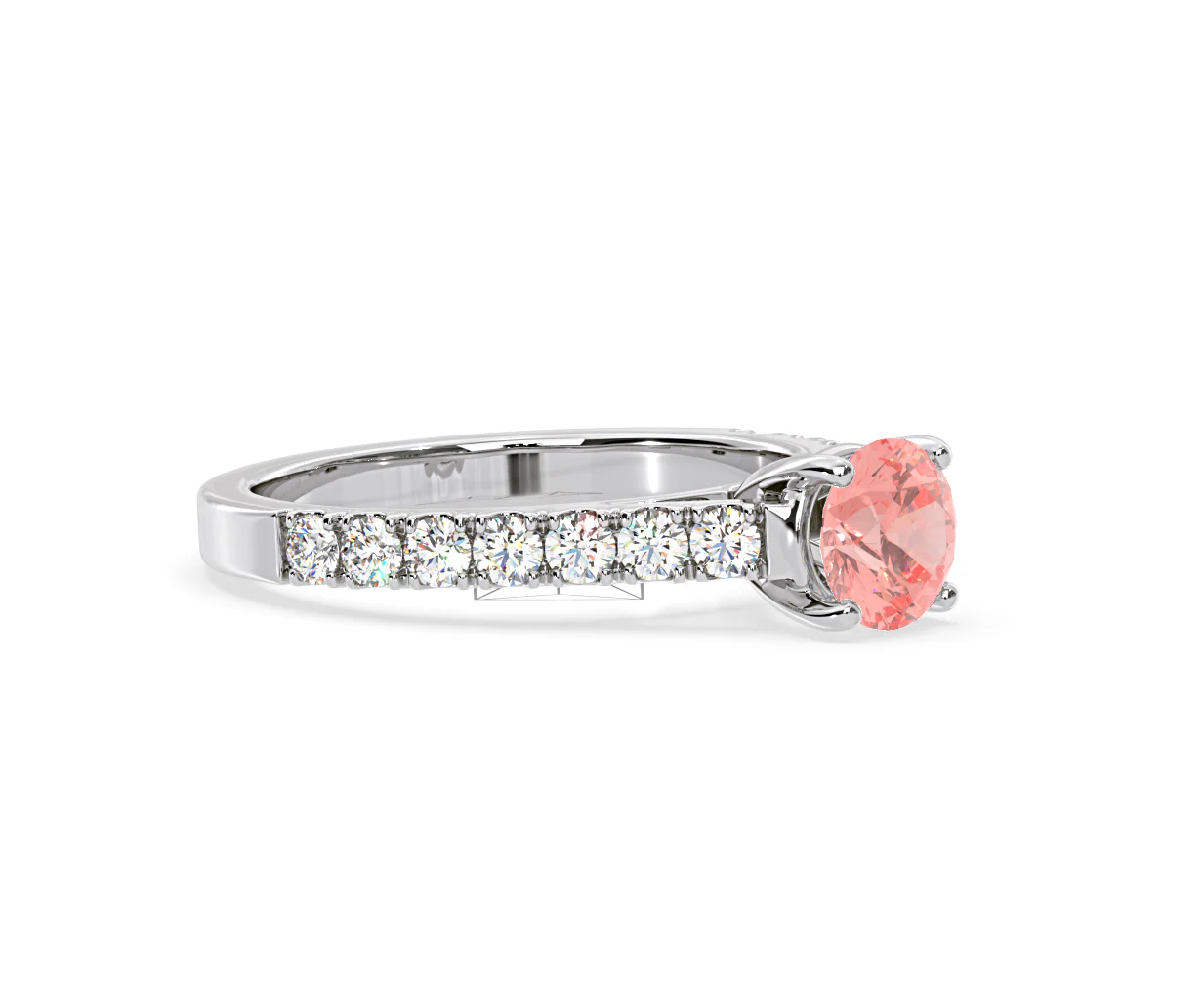 Natalia Pink Lab Diamond 1.50ct Side Stone Ring in Platinum - Elara Collection - Image 76