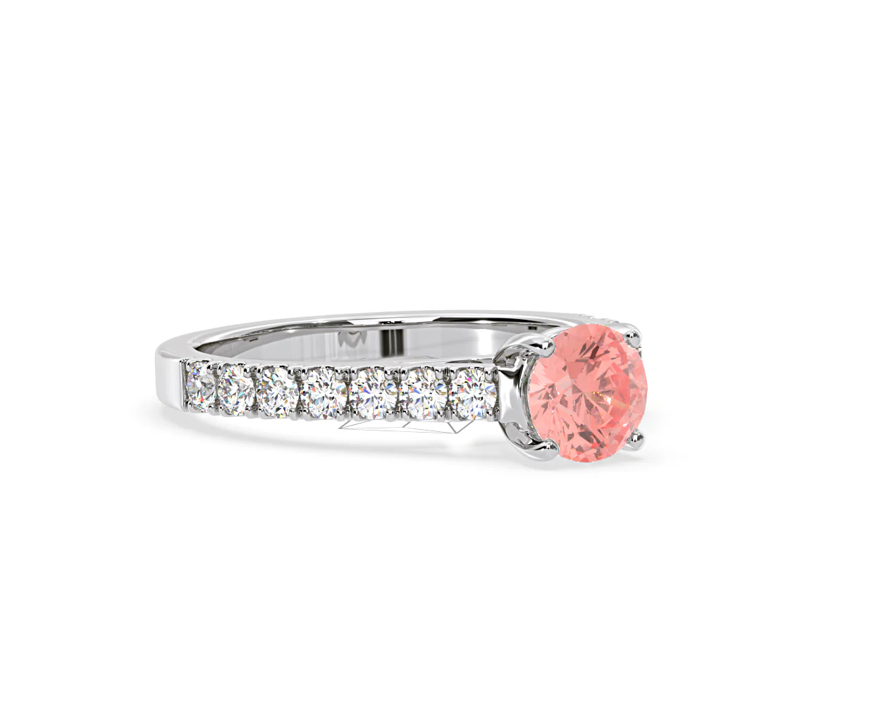 Natalia Pink Lab Diamond 1.50ct Side Stone Ring in Platinum - Elara Collection - Image 79