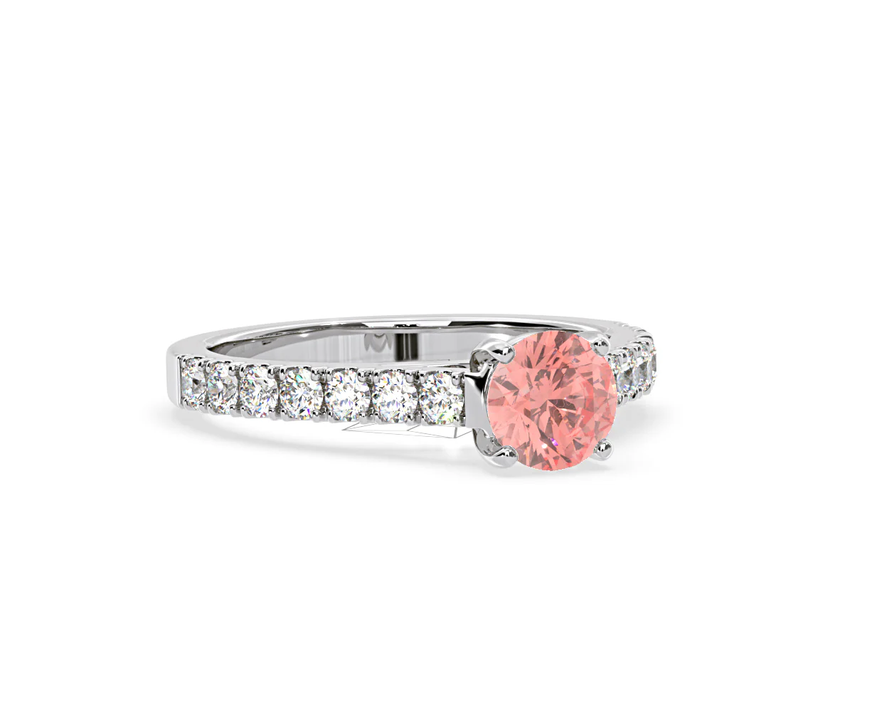 Natalia Pink Lab Diamond 1.50ct Side Stone Ring in Platinum - Elara Collection - Image 81