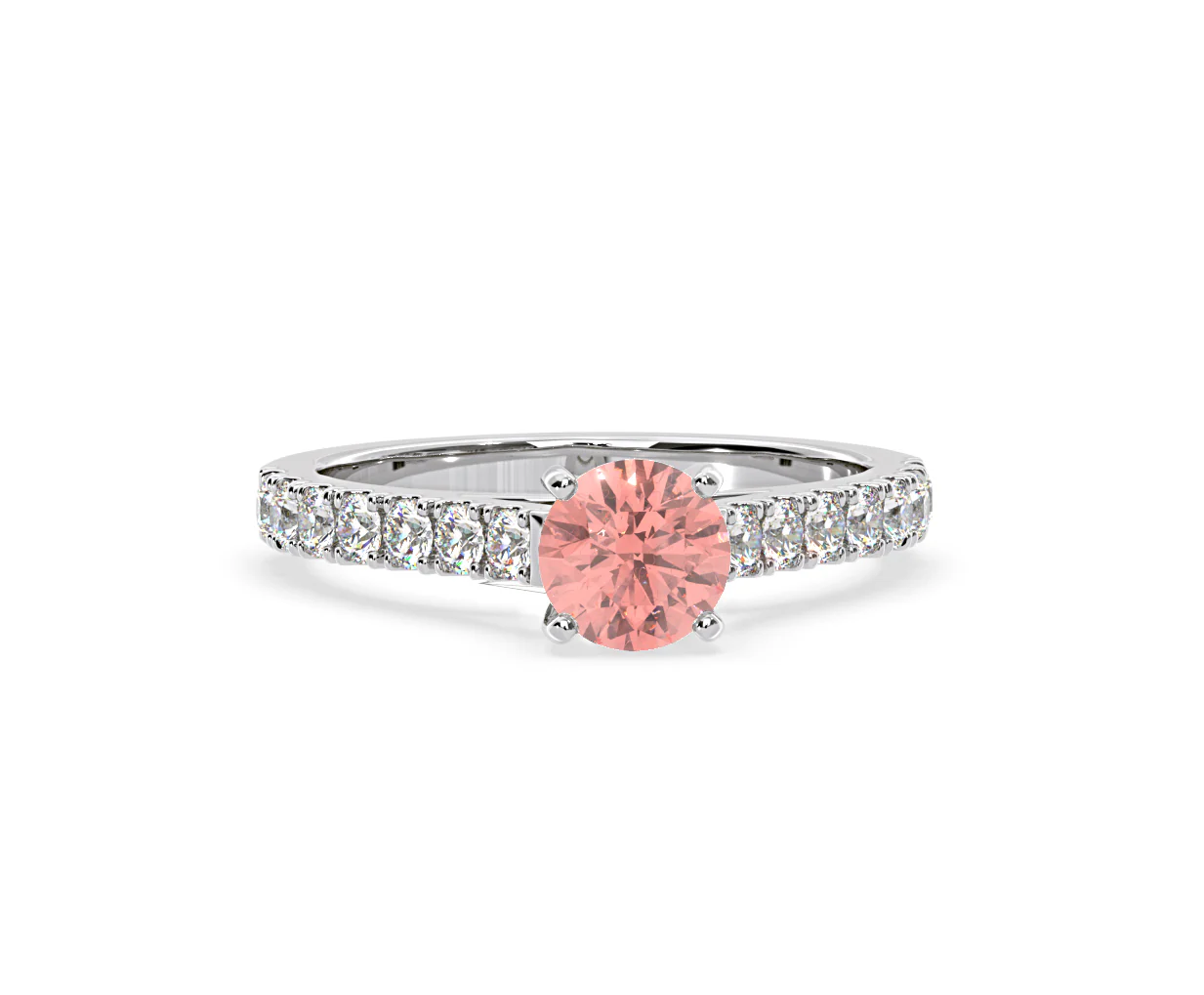 Natalia Pink Lab Diamond 1.50ct Side Stone Ring in Platinum - Elara Collection - Image 85