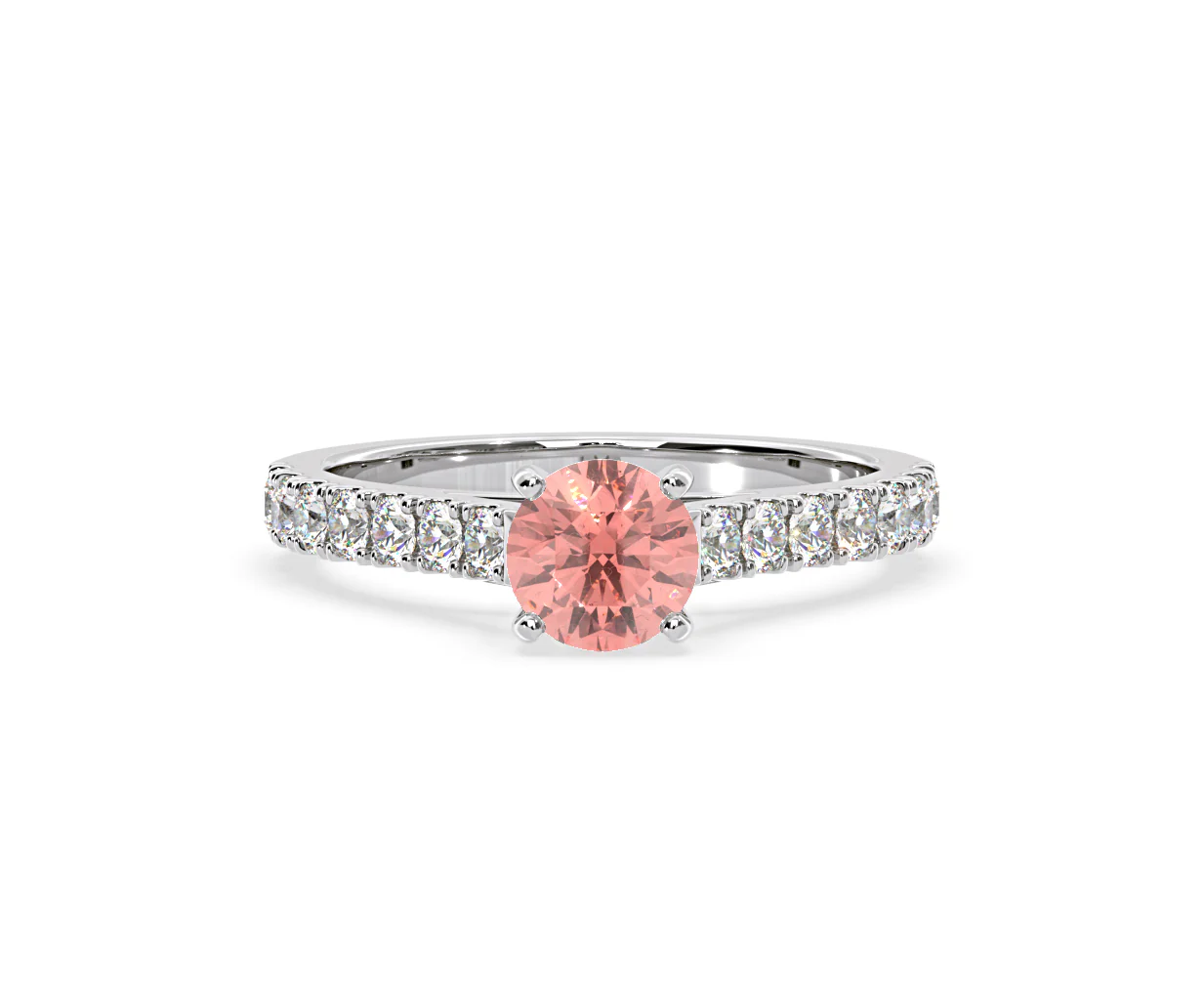 Natalia Pink Lab Diamond 1.50ct Side Stone Ring in Platinum - Elara Collection - Image 86