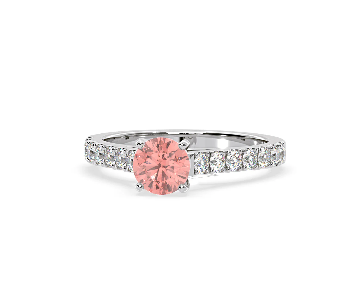 Natalia Pink Lab Diamond 1.50ct Side Stone Ring in Platinum - Elara Collection - Image 9
