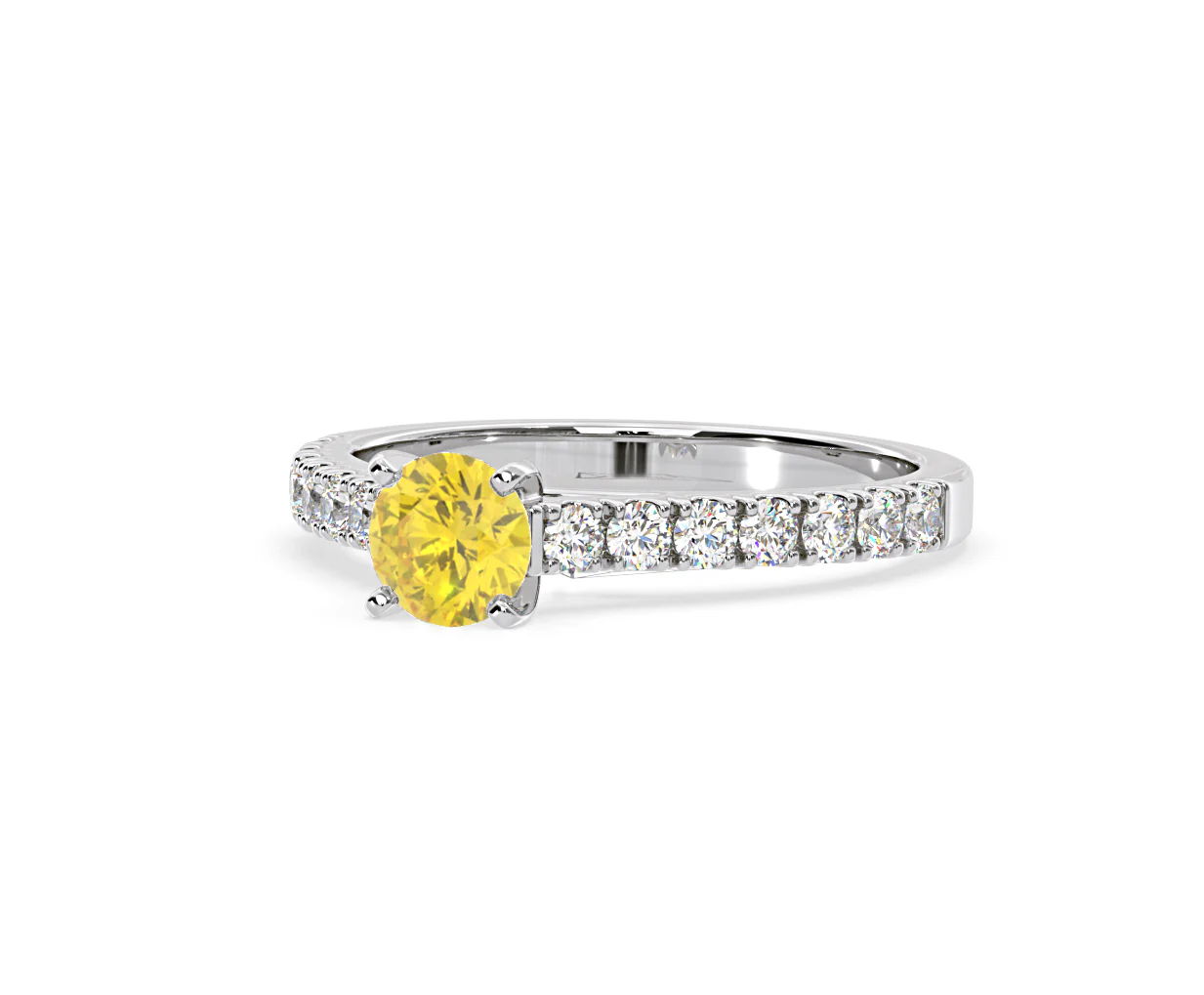 Natalia Yellow Lab Diamond 0.91ct Side Stone Ring in 18K White Gold - Elara Collection - Image 12
