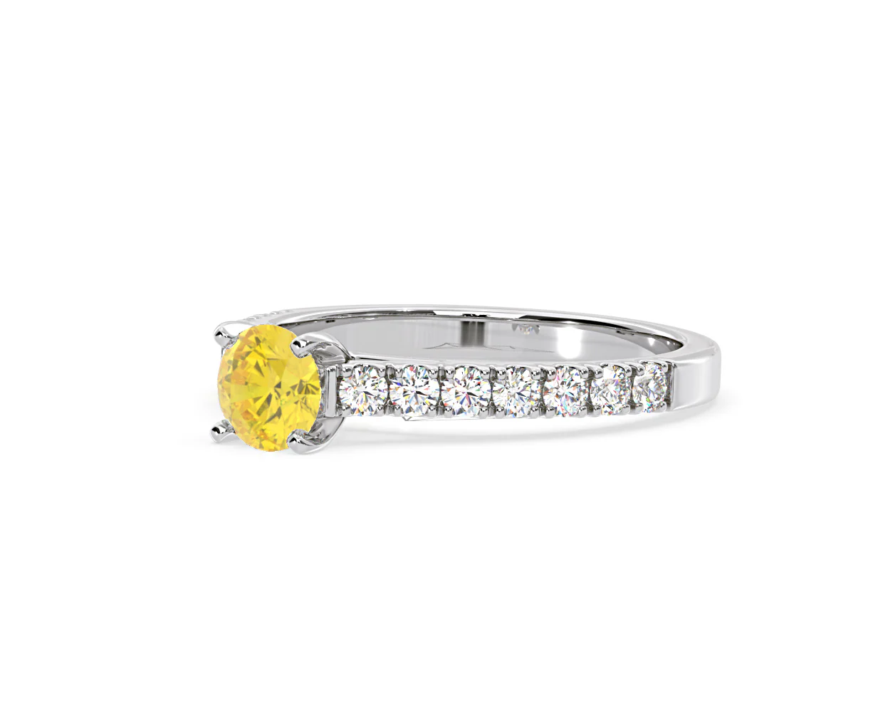 Natalia Yellow Lab Diamond 0.91ct Side Stone Ring in 18K White Gold - Elara Collection - Image 15
