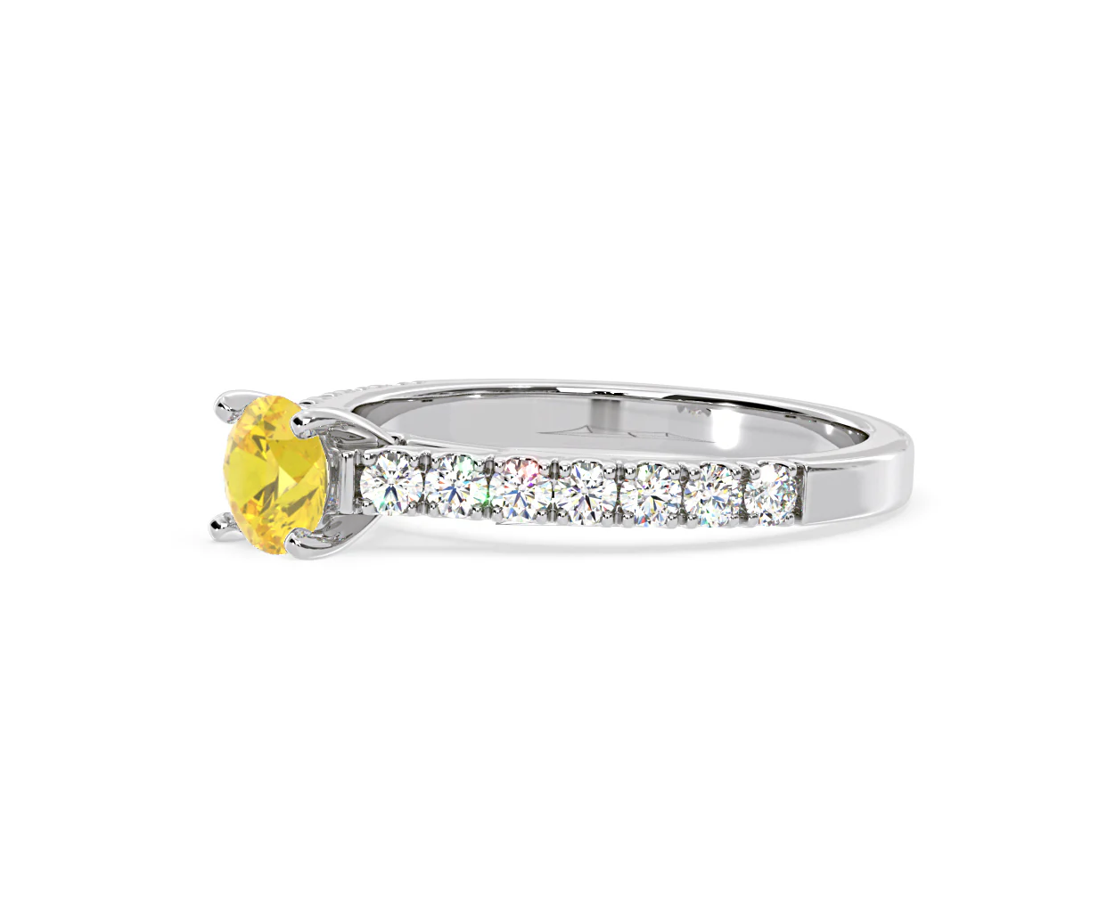 Natalia Yellow Lab Diamond 0.91ct Side Stone Ring in 18K White Gold - Elara Collection - Image 18
