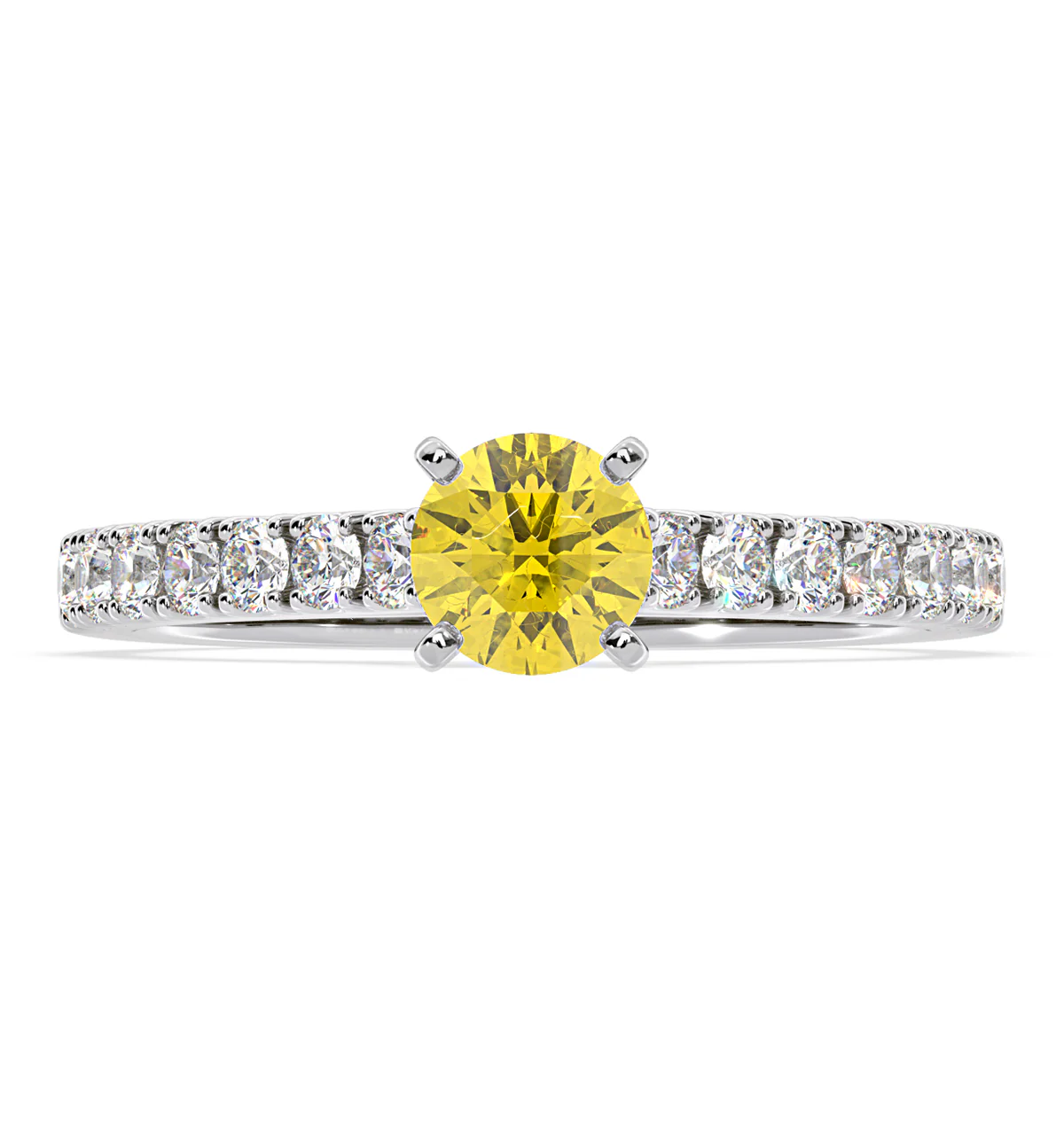 Natalia Yellow Lab Diamond 0.91ct Side Stone Ring in 18K White Gold - Elara Collection - Image 3