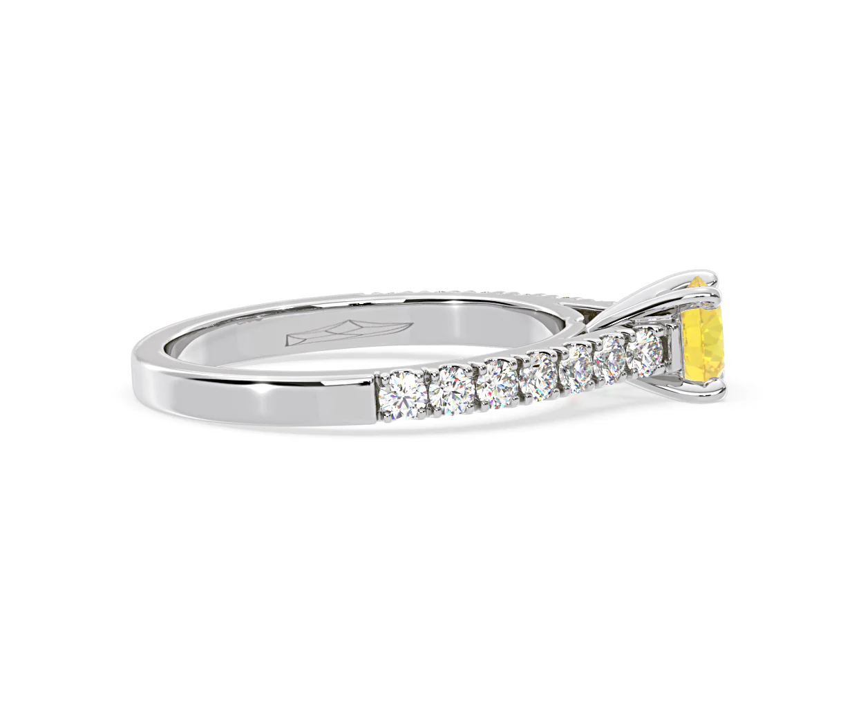 Natalia Yellow Lab Diamond 0.91ct Side Stone Ring in 18K White Gold - Elara Collection - Image 66