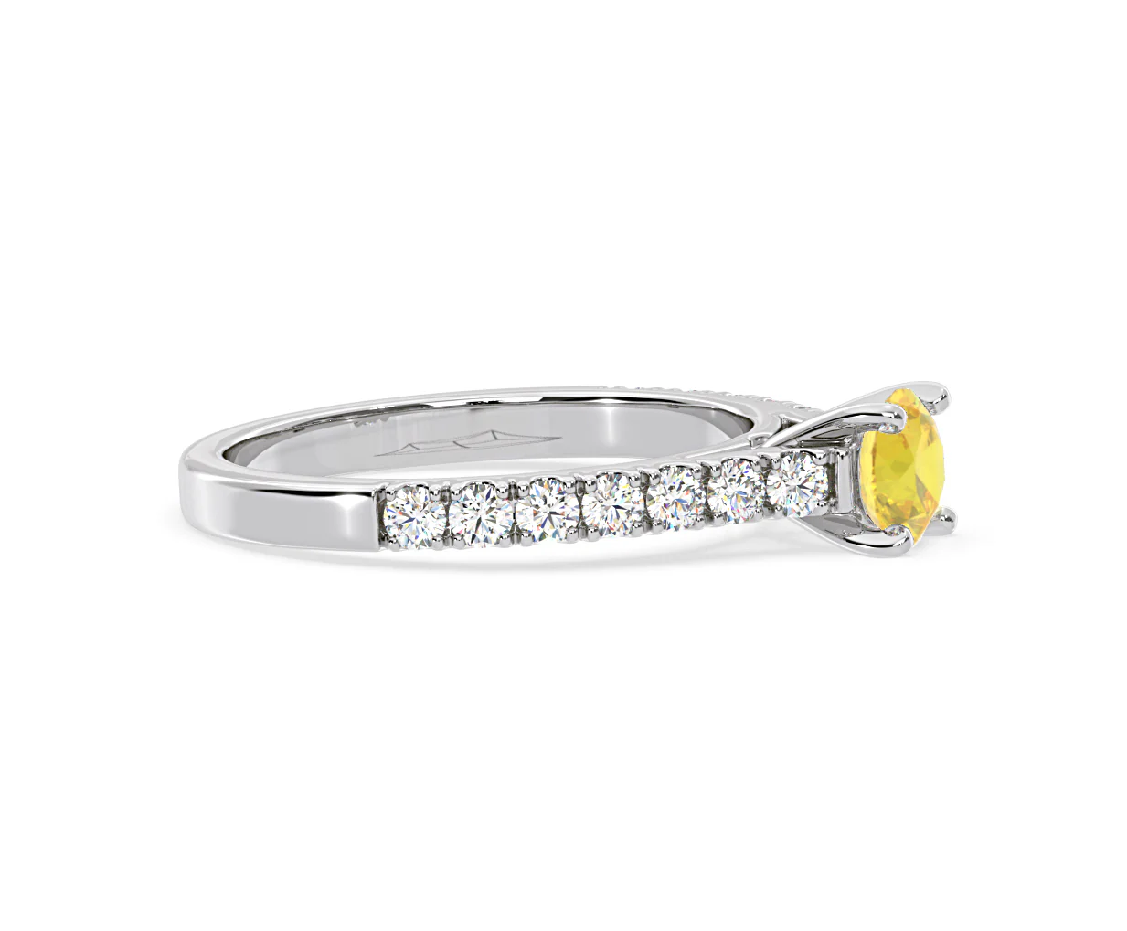 Natalia Yellow Lab Diamond 0.91ct Side Stone Ring in 18K White Gold - Elara Collection - Image 71