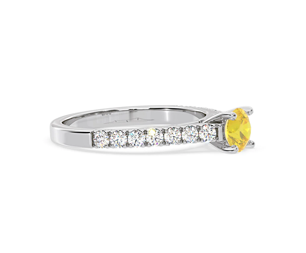 Natalia Yellow Lab Diamond 0.91ct Side Stone Ring in 18K White Gold - Elara Collection - Image 73