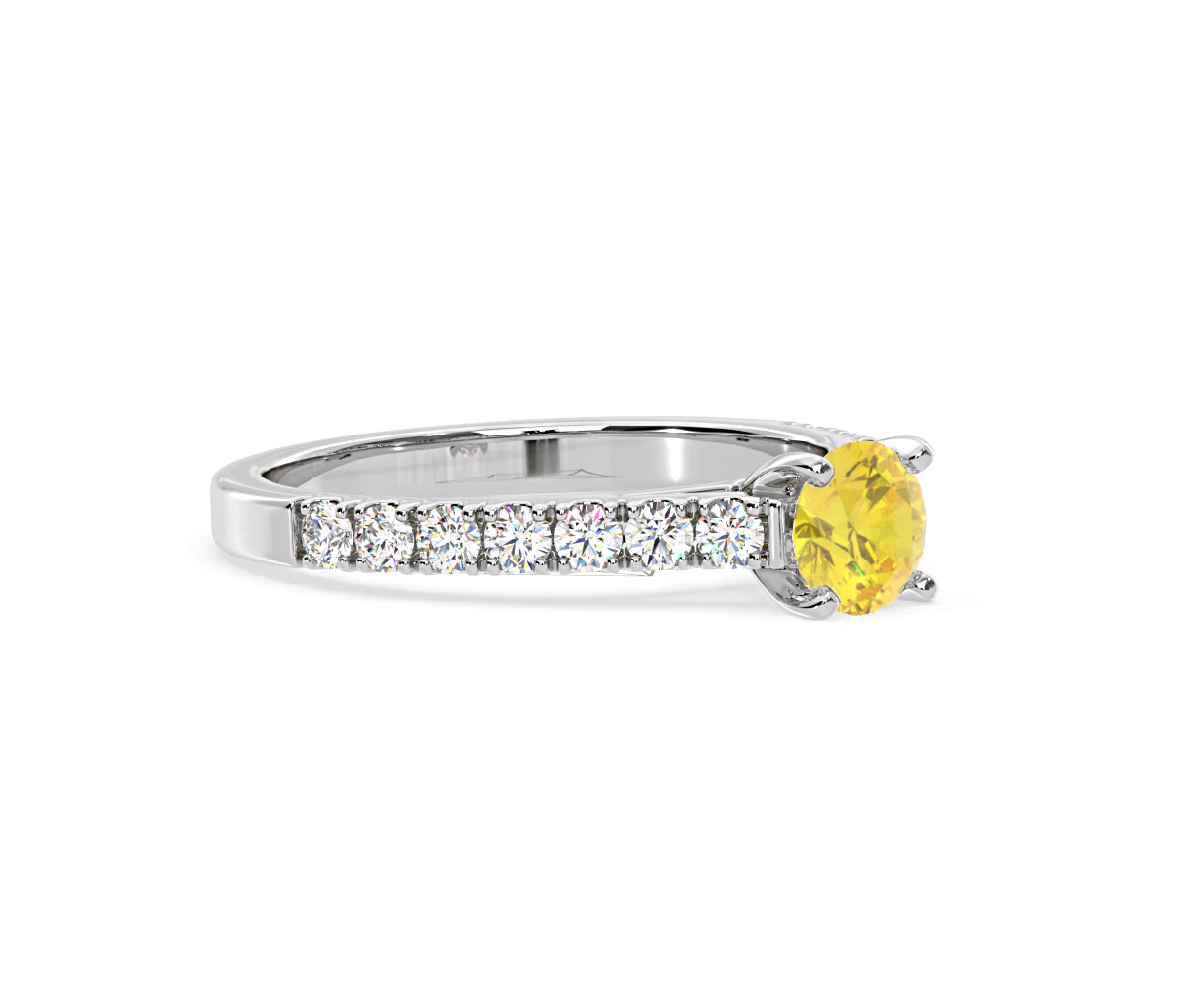 Natalia Yellow Lab Diamond 0.91ct Side Stone Ring in 18K White Gold - Elara Collection - Image 77