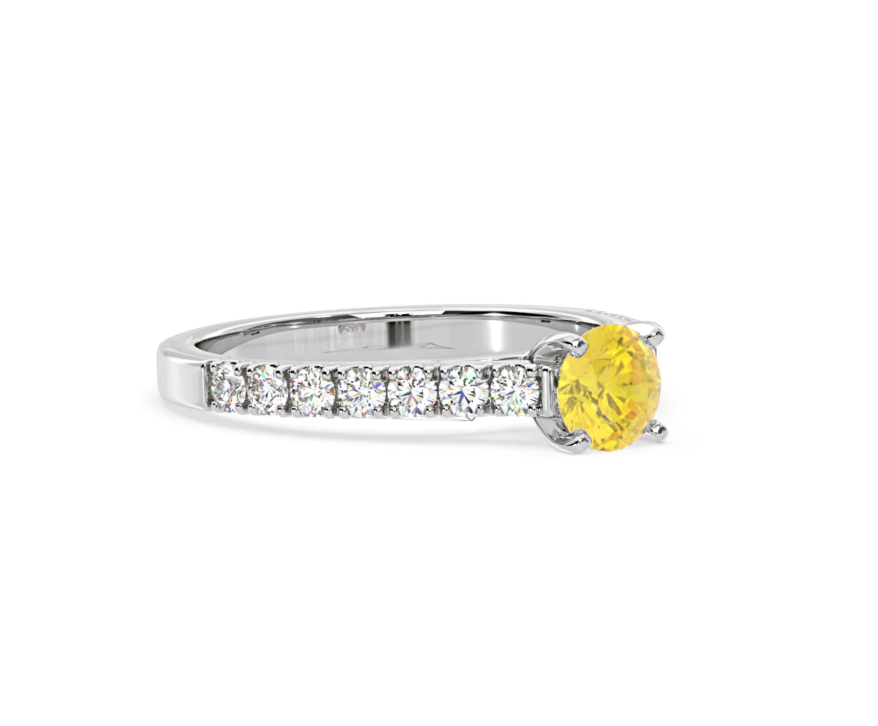 Natalia Yellow Lab Diamond 0.91ct Side Stone Ring in 18K White Gold - Elara Collection - Image 78