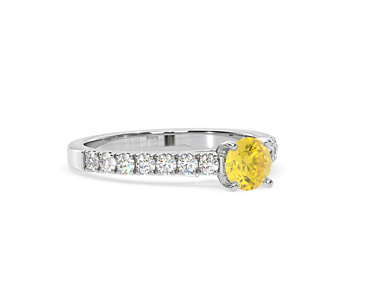 Natalia Yellow Lab Diamond 0.91ct Side Stone Ring in 18K White Gold - Elara Collection - Image 79