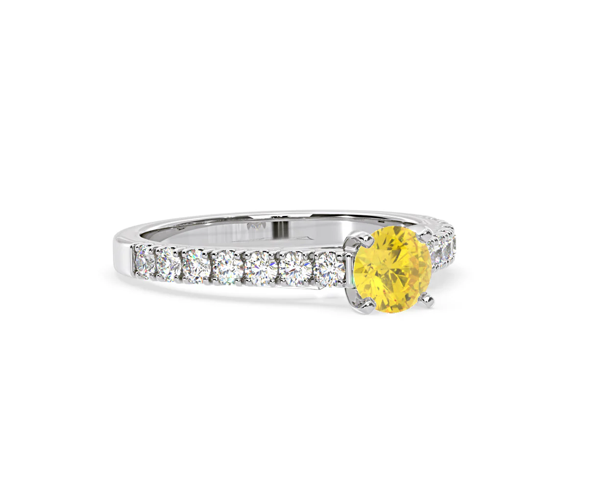 Natalia Yellow Lab Diamond 0.91ct Side Stone Ring in 18K White Gold - Elara Collection - Image 80