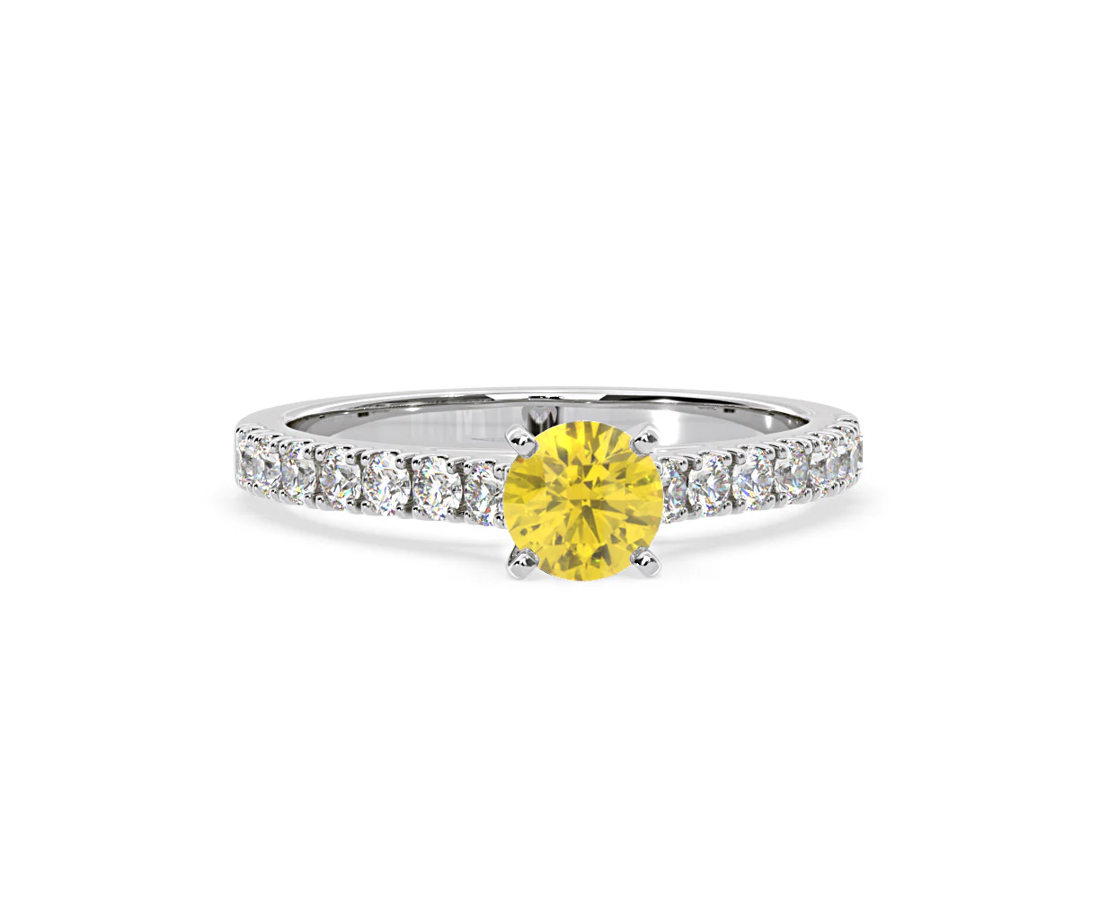 Natalia Yellow Lab Diamond 0.91ct Side Stone Ring in 18K White Gold - Elara Collection - Image 85