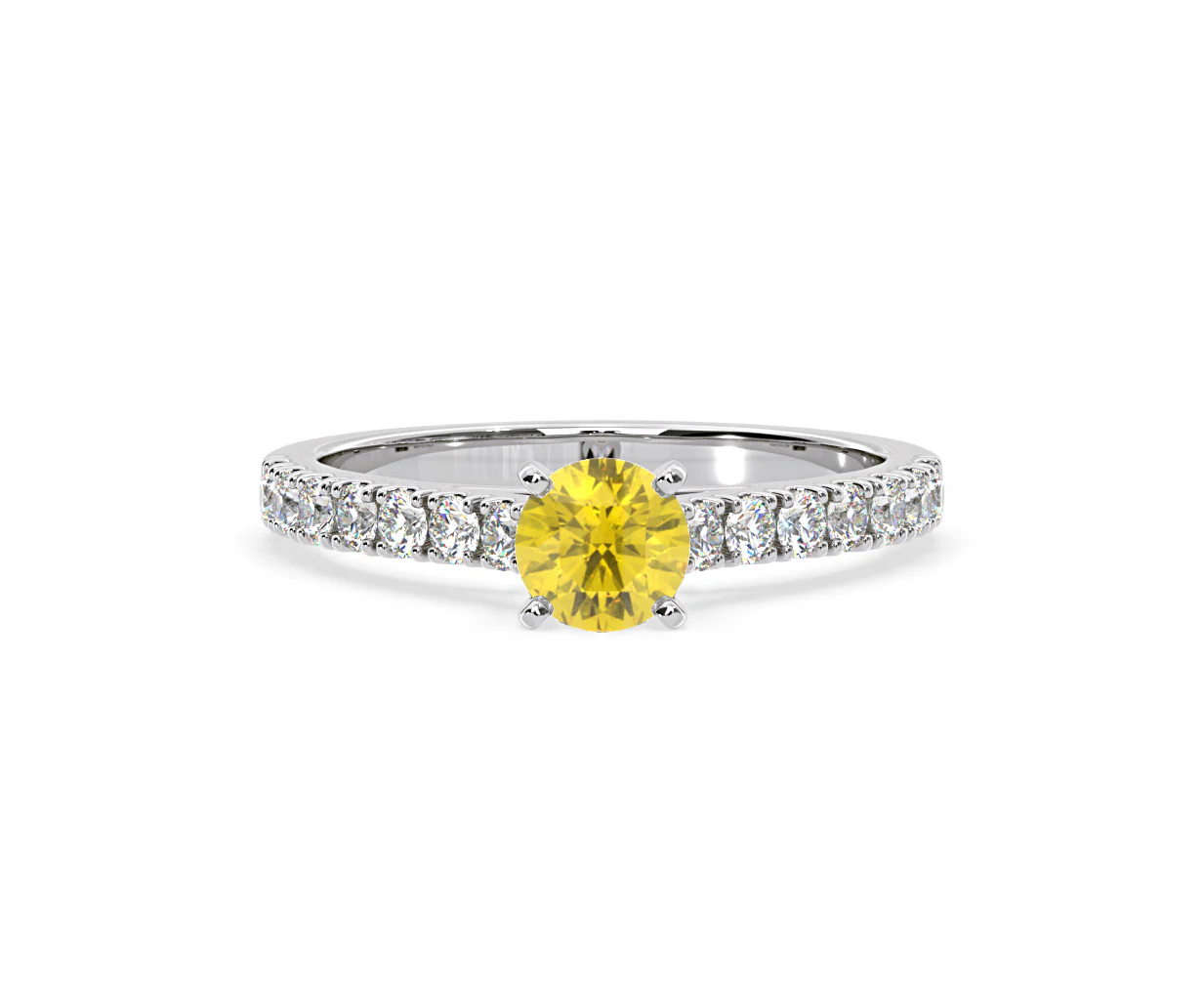 Natalia Yellow Lab Diamond 0.91ct Side Stone Ring in 18K White Gold - Elara Collection - Image 86
