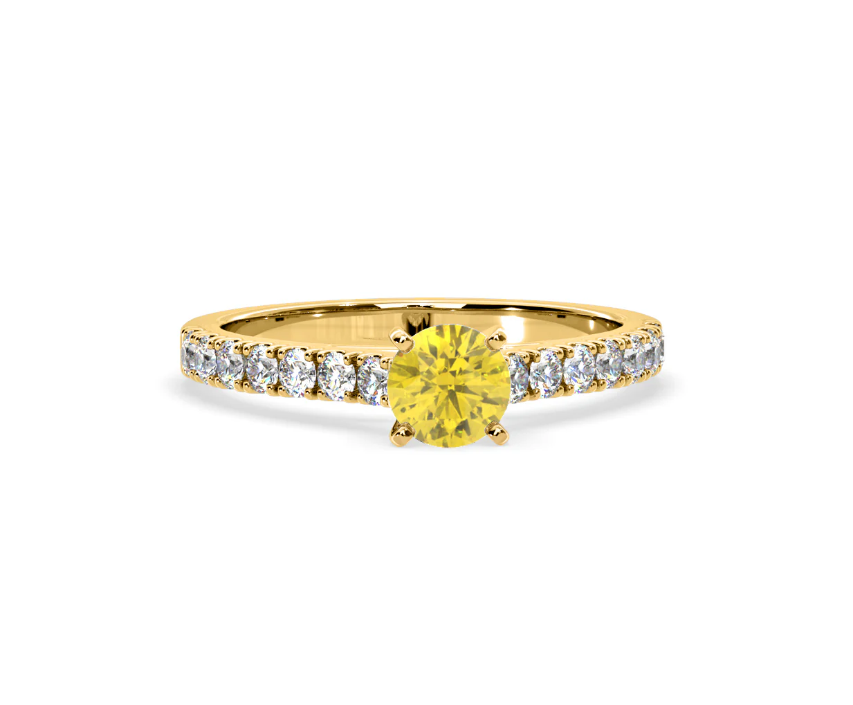 Natalia Yellow Lab Diamond 0.91ct Side Stone Ring in 18K Yellow Gold - Elara Collection - Image 86