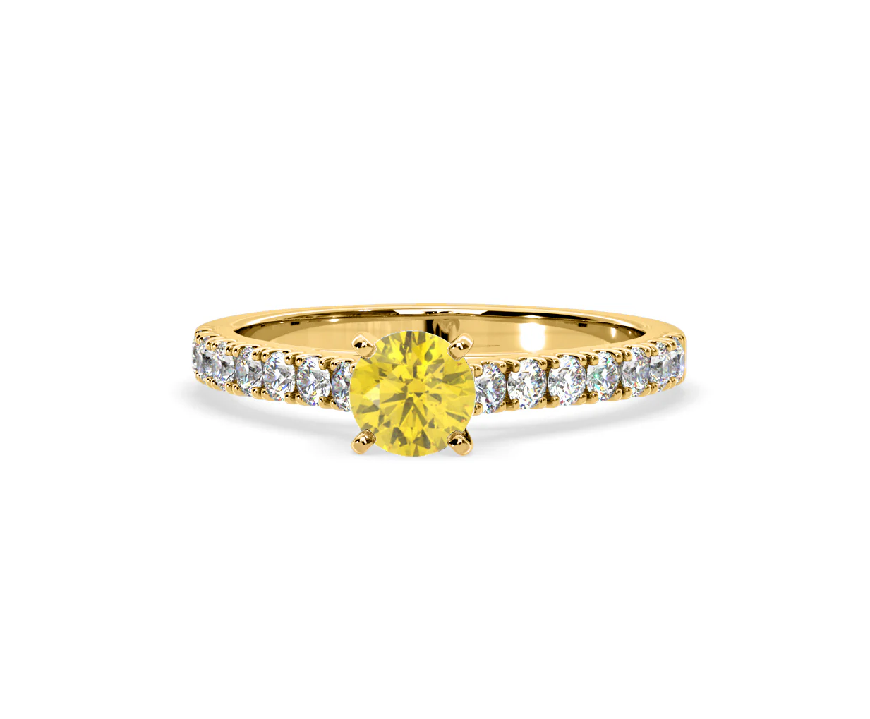Natalia Yellow Lab Diamond 0.91ct Side Stone Ring in 18K Yellow Gold - Elara Collection - Image 9