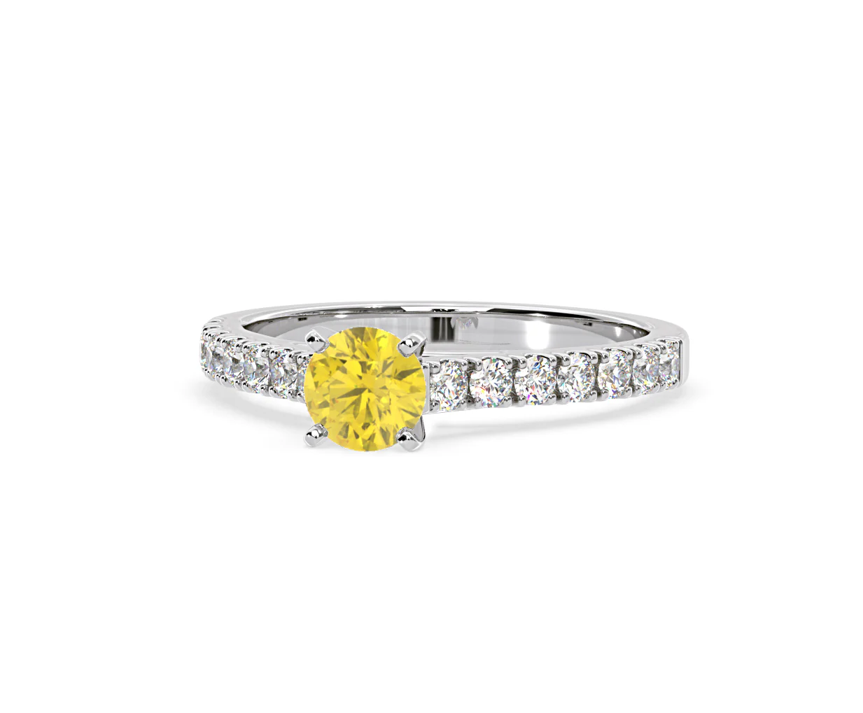Natalia Yellow Lab Diamond 0.91ct Side Stone Ring in Platinum - Elara Collection - Image 10