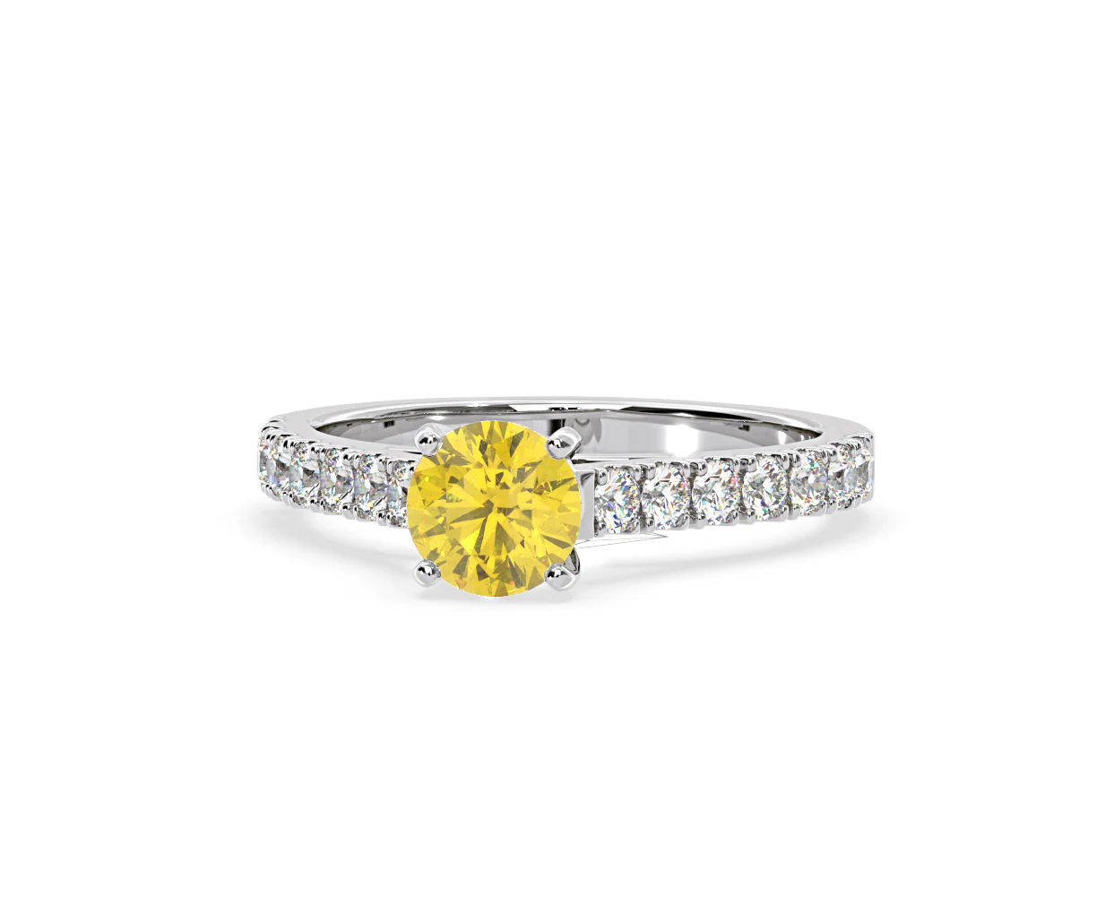Natalia Yellow Lab Diamond 1.50ct Side Stone Ring in 18K White Gold - Elara Collection - Image 10